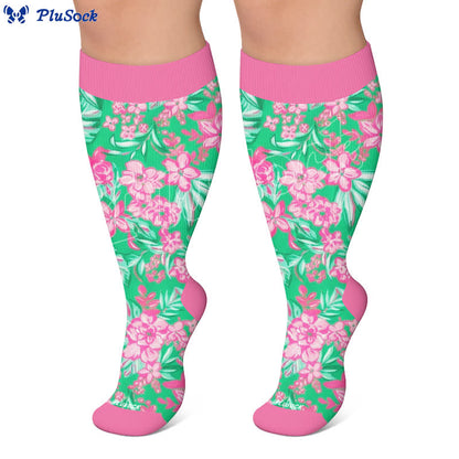 Plus Size Tropical Floral Compression Socks - image 10