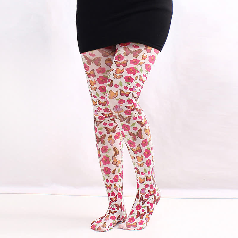 Floral Print Everyday Pantyhose - B - One Size - image 1