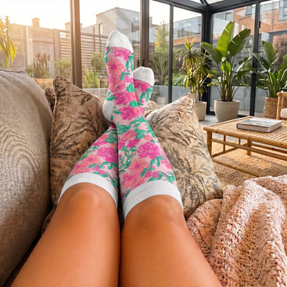 Plus Size Floral Print Compression Socks - image 1