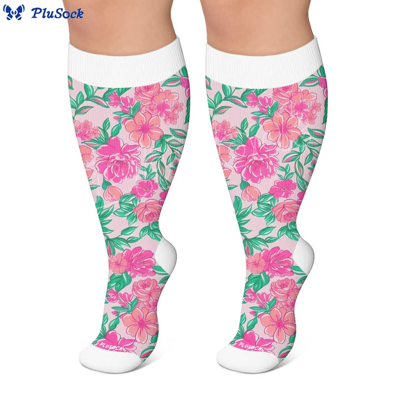 Plus Size Floral Print Compression Socks - image 6