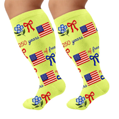 Plus Size Independence Balloons Compression Socks - Yellow(1 Pair) - 4XL - image 10