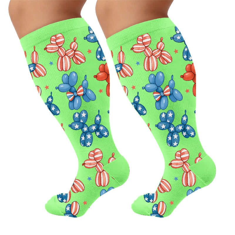 Plus Size Independence Balloons Compression Socks - Green(1 Pair) - 4XL - image 8