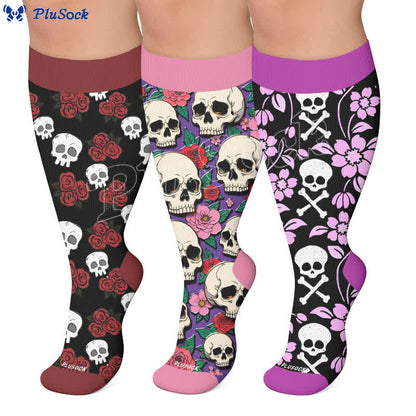 Plus Size Skull Dark Compression Socks - image 0