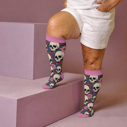 Plus Size Skull Dark Compression Socks - image 2