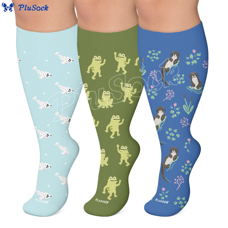 Plus Size Seal Otter Frog Compression Socks - image 0