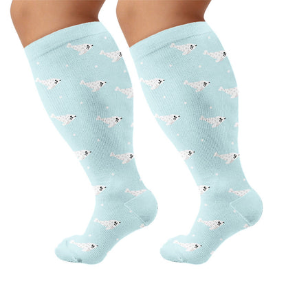 Plus Size Seal Otter Frog Compression Socks - Blue(1 Pair) - 4XL - image 8