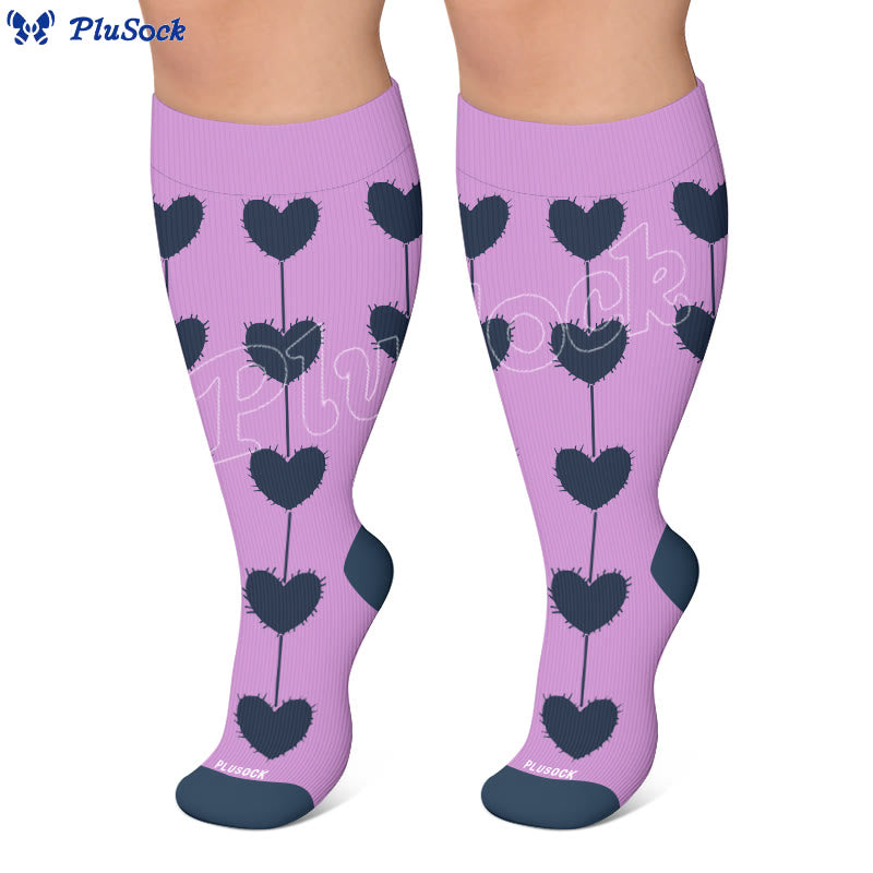 Plus Size Floral Nordic Heart Compression Socks - image 4