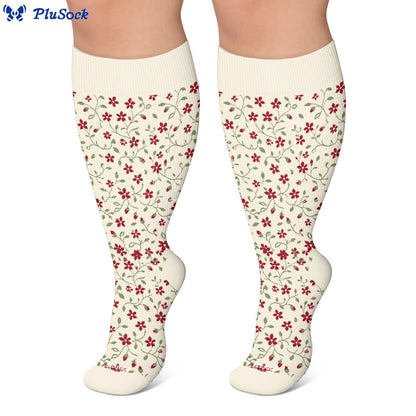 Plus Size Floral Nordic Heart Compression Socks - image 2