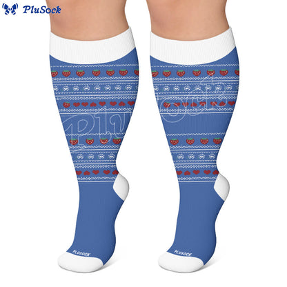 Plus Size Floral Nordic Heart Compression Socks - image 3