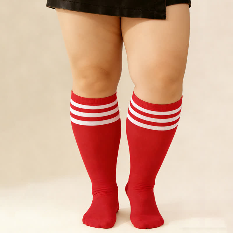 Striped Breathable Knee High Socks (3 Pairs) - image 2