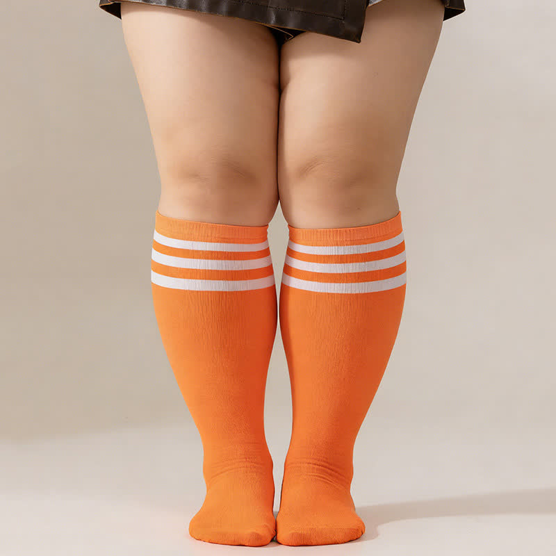 Striped Breathable Knee High Socks (3 Pairs) - image 4