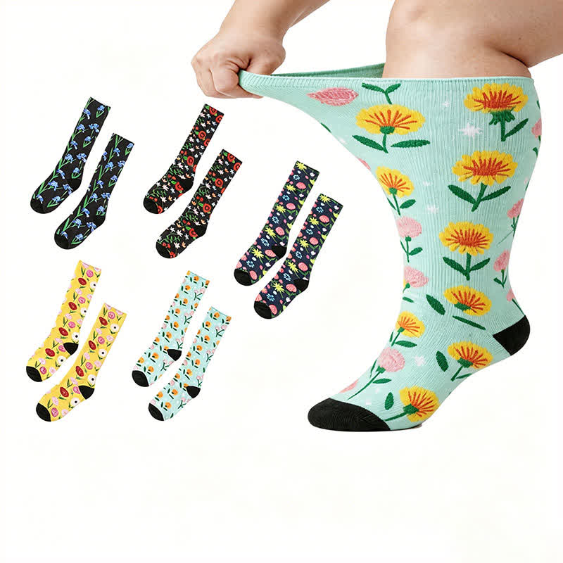 Plus Size Floral Garden Knee High Socks - image 1