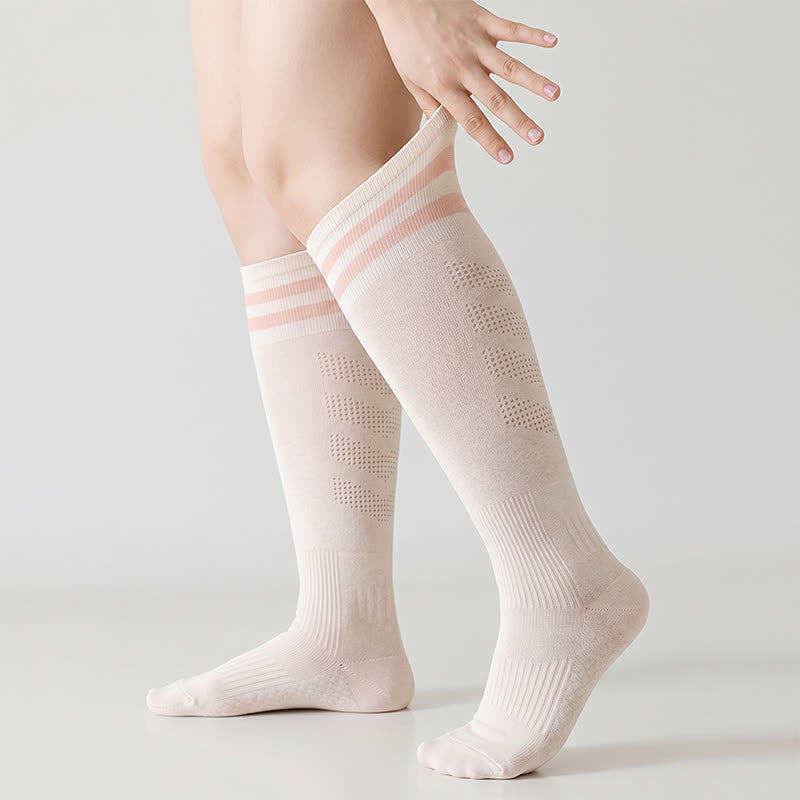 Mesh Stripe Compression Socks(2 Pairs) - Pink - EU36-39(US3-6) - image 2