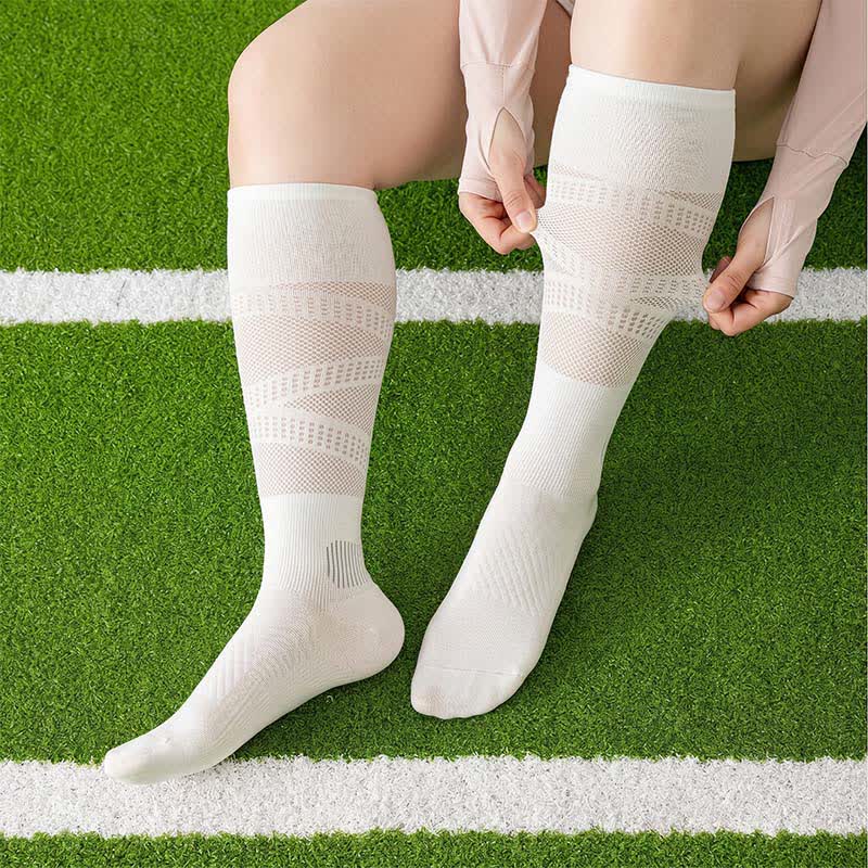 Mesh Stripe Compression Socks(2 Pairs) - White - EU36-39(US3-6) - image 8