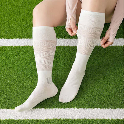 Mesh Stripe Compression Socks(2 Pairs) - White - EU36-39(US3-6) - image 8