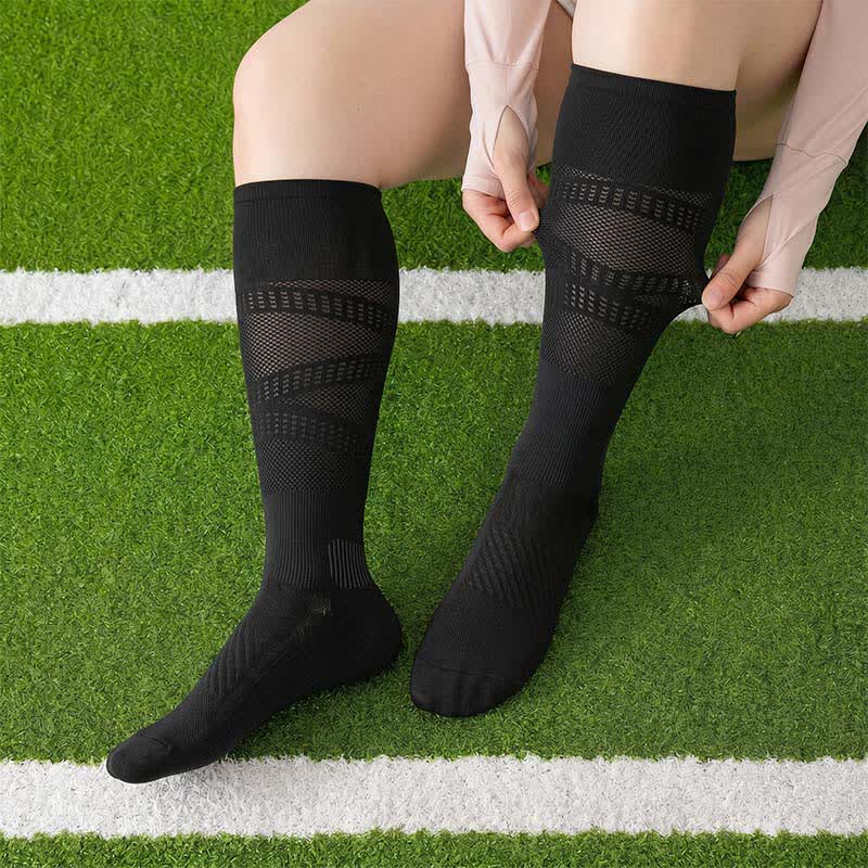 Mesh Stripe Compression Socks(2 Pairs) - Black - EU36-39(US3-6) - image 5