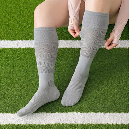 Mesh Stripe Compression Socks(2 Pairs) - Light  Grey - EU36-39(US3-6) - image 3