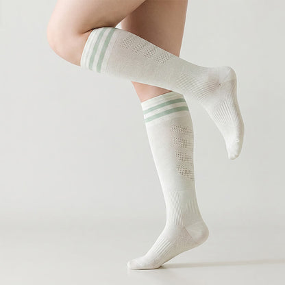 Mesh Stripe Compression Socks(2 Pairs) - Light Green - EU36-39(US3-6) - image 6