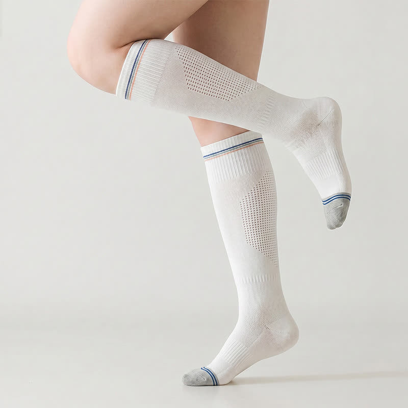 Striped Sport Compression Socks(2 Pairs) - White-D - EU36-39(US3-6) - image 5