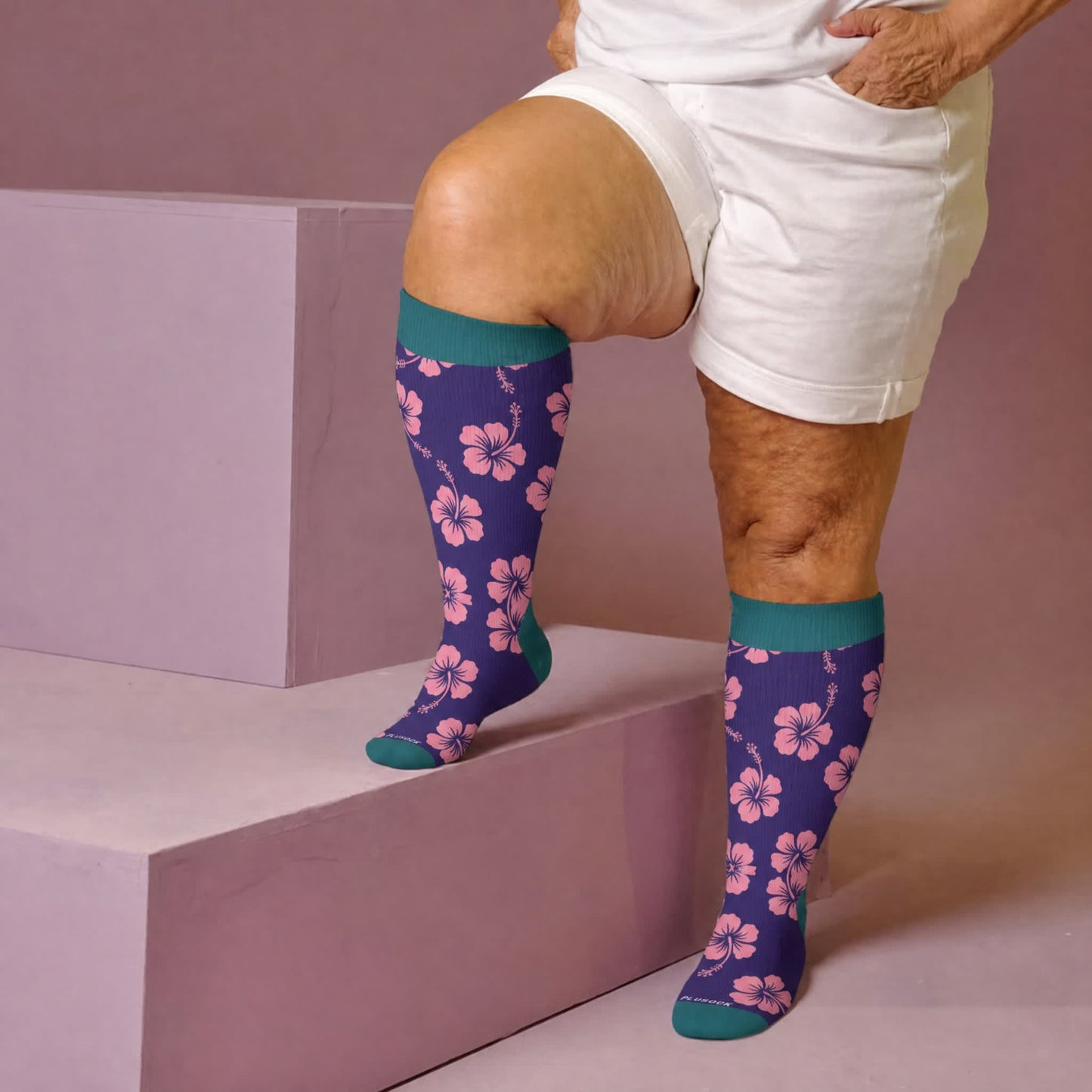 Plus SizeVibrant Flowers Compression Socks - image 3