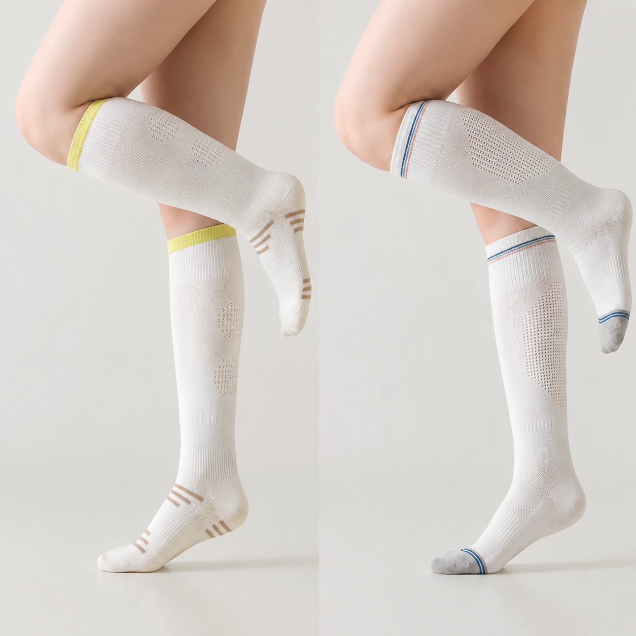 Striped Sport Compression Socks(2 Pairs) - White-D+White-E - EU36-39(US3-6) - image 8