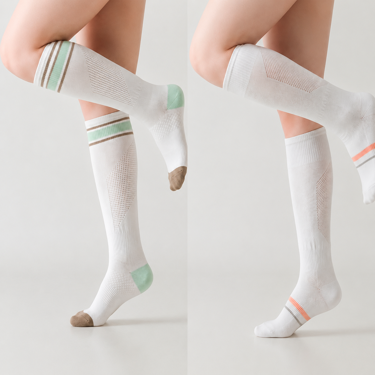 Striped Sport Compression Socks(2 Pairs) - White-A+White-C - EU36-39(US3-6) - image 7