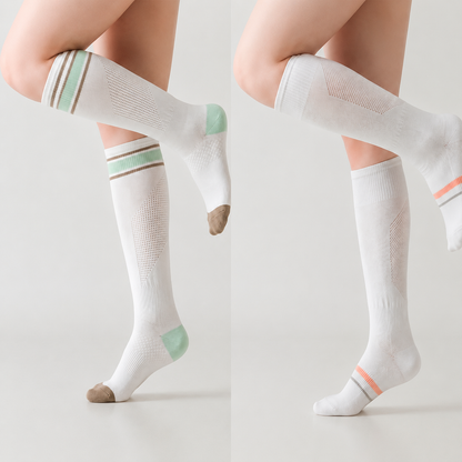 Striped Sport Compression Socks(2 Pairs) - White-A+White-C - EU36-39(US3-6) - image 7