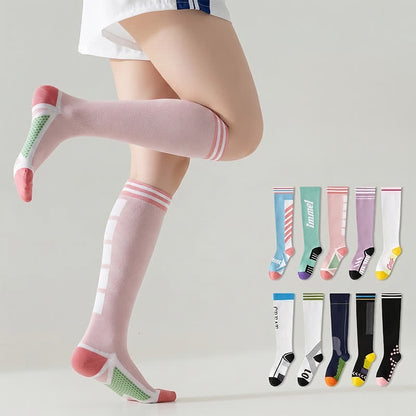 Sport Stripe Compression Socks(2 Pairs) - Blue+Purple - EU36-40(US3-7) - image 0