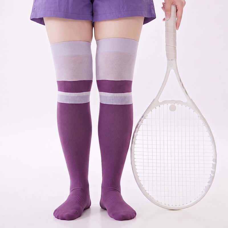 Colorblock Athletic Compression Socks(2 Pairs) - Purple - EU36-40(US3-7) - image 2