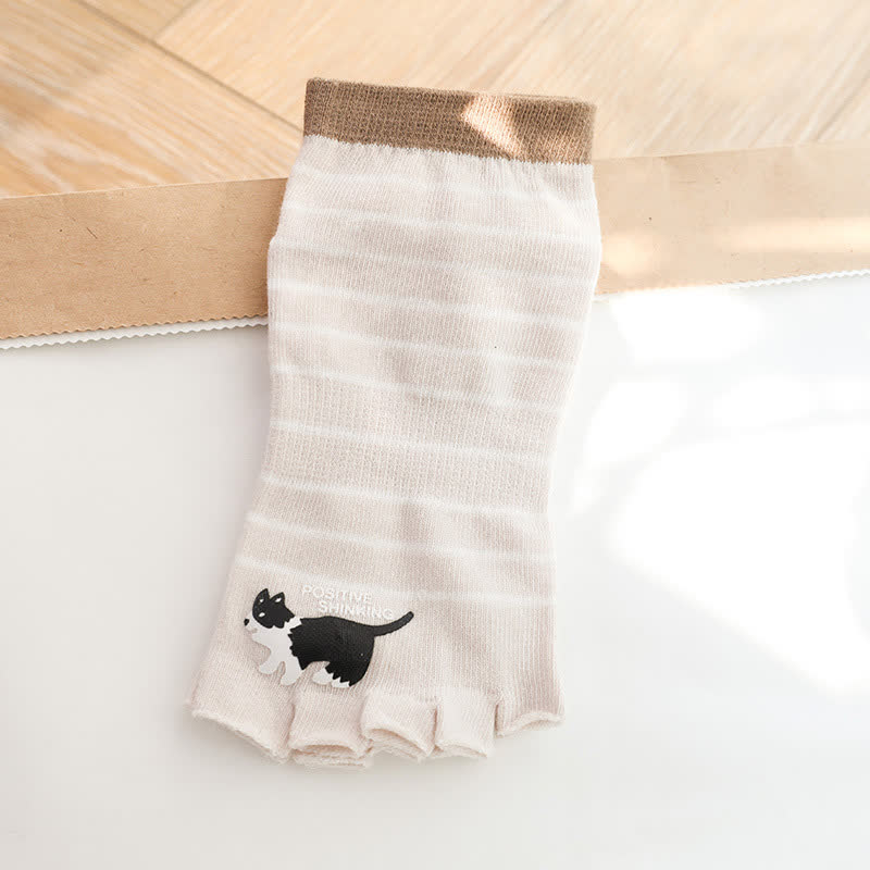 Cat Stripe Toe Quarter Socks(3 Pairs) - Nude - One Size - image 4