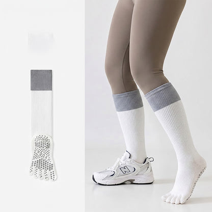 Colorblock Over Knee Socks(2 Pairs) - White - One Size - image 1