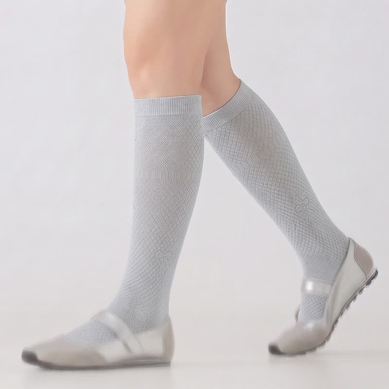 Sheer Mesh Ribbed Knee HIgh Socks(4 Pairs) - image 2