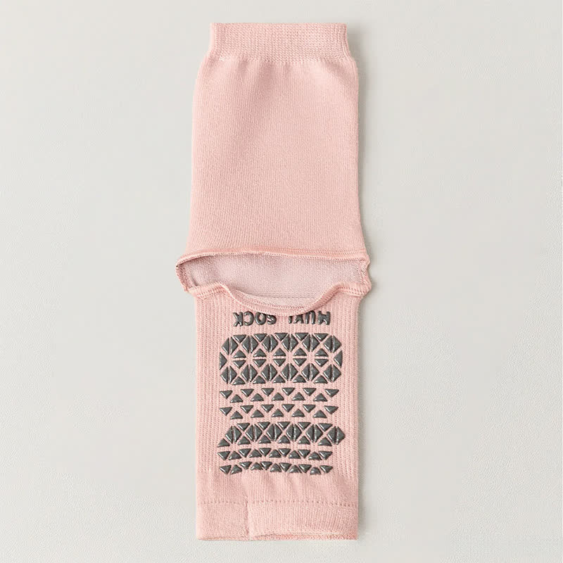 Breathable Knit Casual Grip Socks (3 Pairs) - Pink - One Size - image 3