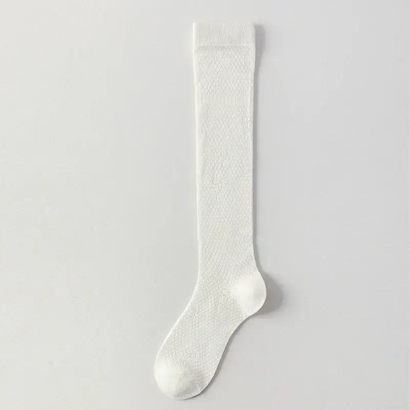 Sheer Mesh Ribbed Knee HIgh Socks(4 Pairs) - White - One Size - image 6
