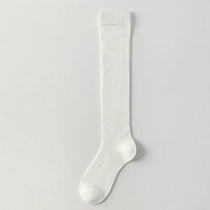 Sheer Mesh Ribbed Knee HIgh Socks(4 Pairs) - White - One Size - image 6