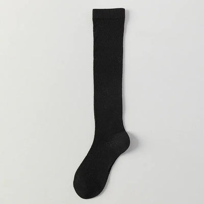 Sheer Mesh Ribbed Knee HIgh Socks(4 Pairs) - Black - One Size - image 7