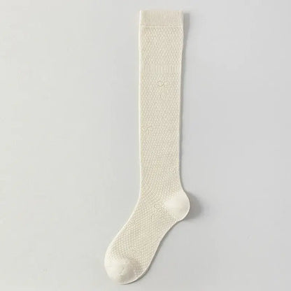 Sheer Mesh Ribbed Knee HIgh Socks(4 Pairs) - Light Coffee - One Size - image 8