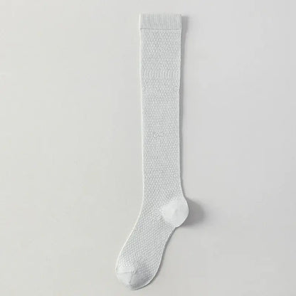 Sheer Mesh Ribbed Knee HIgh Socks(4 Pairs) - Light Gray - EU35-40(US2-7) - image 10