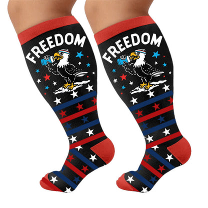 Plus Size Patriotic Compression Socks - Black(1 Pair) - 4XL - image 10