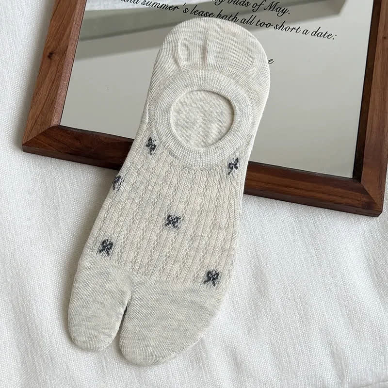 Soft Ribbed Split Toe No Show Socks(5 Pairs) - Warm Grey - EU35-39(US2-6) - image 6