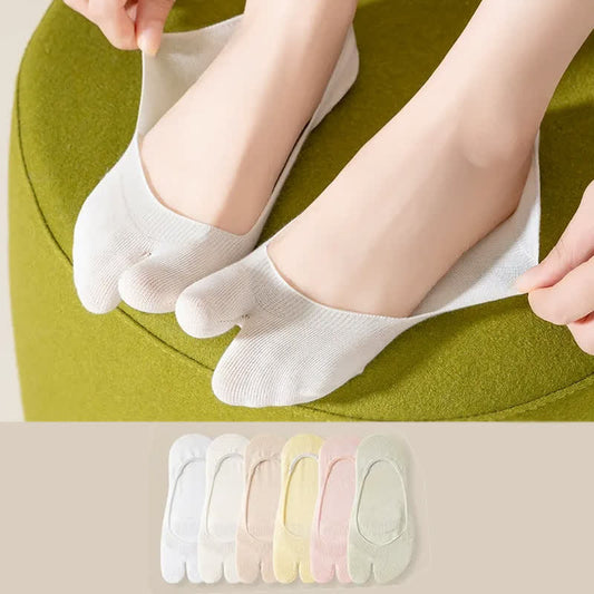 Soft Tabi No Show Socks(3 Pairs) - Yellow+Green+Pink - EU36-39(US3-6) - image 0