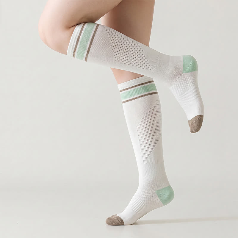 Striped Sport Compression Socks(2 Pairs) - White-A - EU36-39(US3-6) - image 2