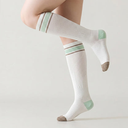 Striped Sport Compression Socks(2 Pairs) - White-A - EU36-39(US3-6) - image 2