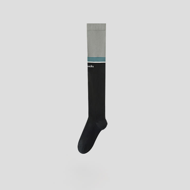Plus Size Colorblock Ribbed Thigh High Compression Socks - image 5