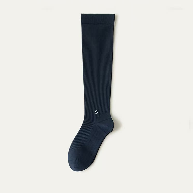 Plus Size White Ribbed Compression Socks(4 Pairs) - Dark Blue - EU36-41(US3-7.5) - image 7