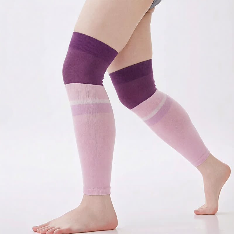 Striped Colorblock Thigh High Compression Sleeves(2 Pairs) - Pink - 3XL - image 2