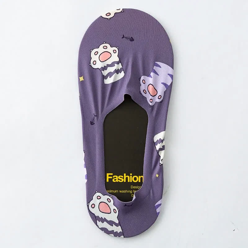 Playful Cartoon Animal Print No Show Socks(7 Pairs) - C - EU39-44(US6-10) - image 4