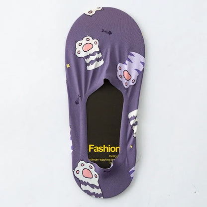 Playful Cartoon Animal Print No Show Socks(7 Pairs) - C - EU39-44(US6-10) - image 4