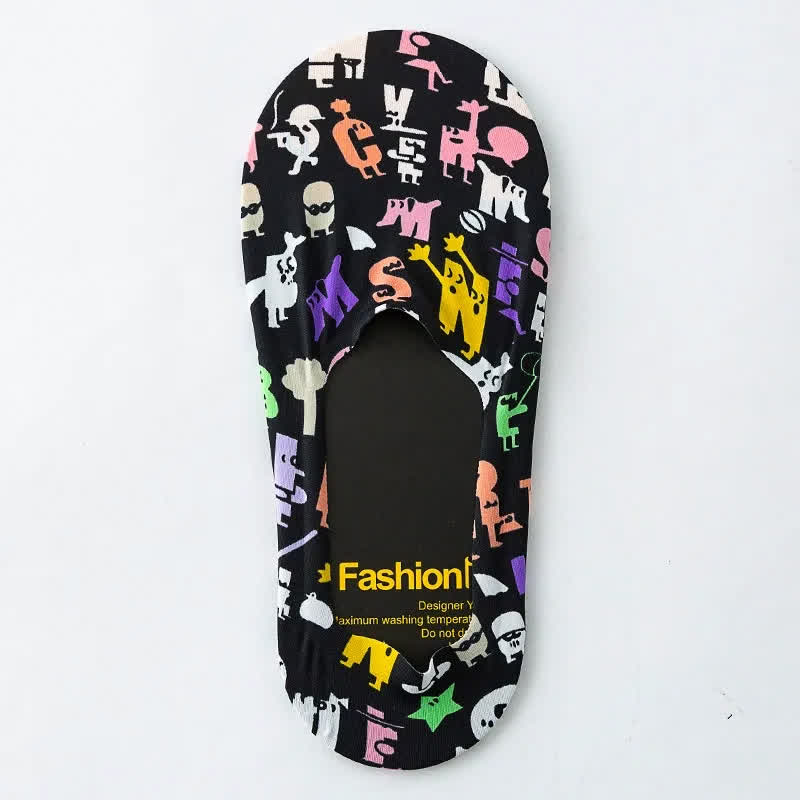 Playful Cartoon Animal Print No Show Socks(7 Pairs) - B - EU39-44(US6-10) - image 6