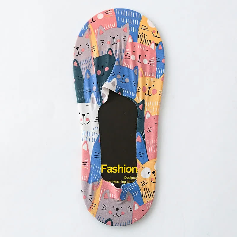 Playful Cartoon Animal Print No Show Socks(7 Pairs) - J - EU39-44(US6-10) - image 9